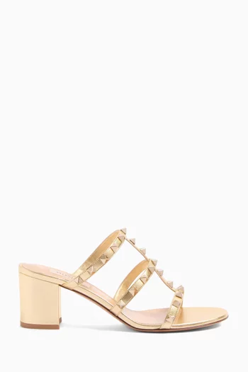 Rockstud 60 Slide Sandals in Laminated Nappa