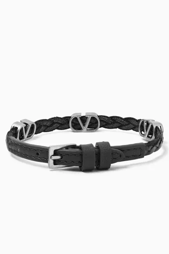 VLogo Signature Bracelet in Braided Calfskin