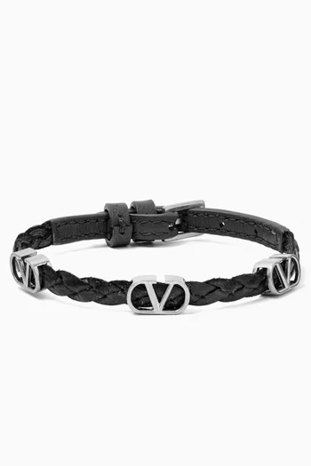 VLogo Signature Bracelet in Braided Calfskin
