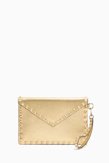 كلاتش بحلي هرمية جلد عجل لامع