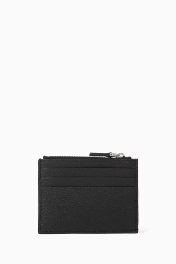Vlogo Signature Card Holder in Grainy Calfskin