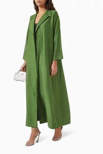 Notched Collar Abaya in Glitter Cotton