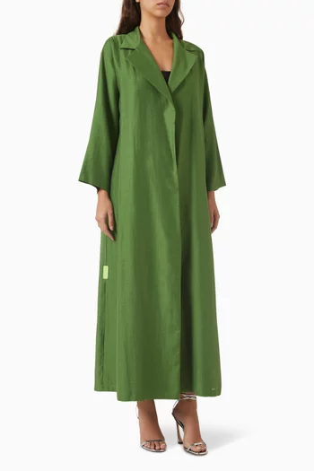 Notched Collar Abaya in Glitter Cotton