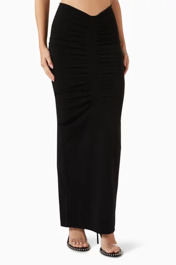 Ruched Maxi Skirt in Cupro-blend