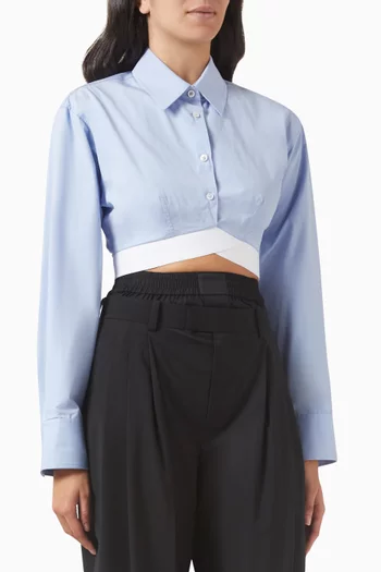 Logo Elastic Cropped Shirt in Cotton