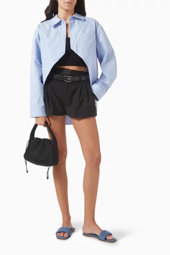Pre-Styled Boxer Pleated Shorts in Wool-blend