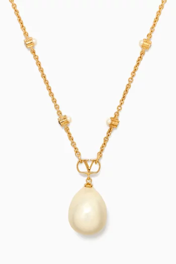 VLOGO Pearl & Swarovski® Crystal Necklace in Metal