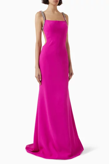 Brie Open-back Gown in Crepe