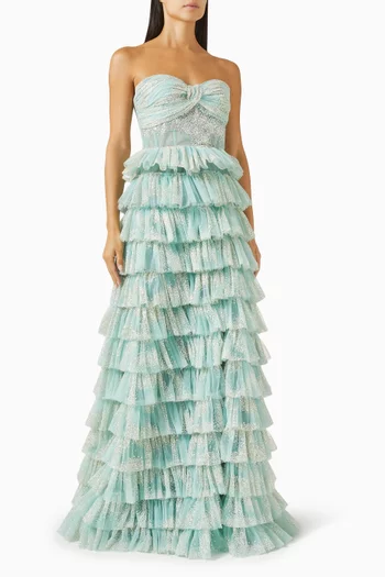 Cielo Glitter Tiered Gown in Tulle