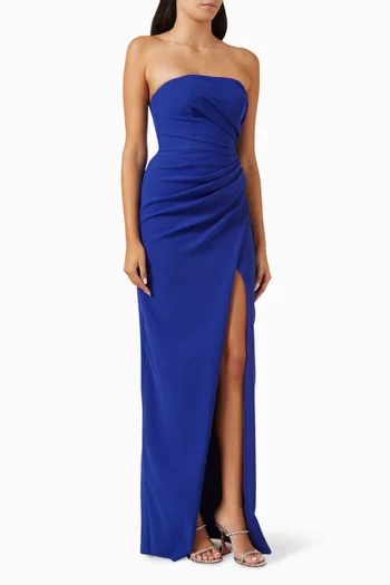 Delaris Gathered Gown in Crepe