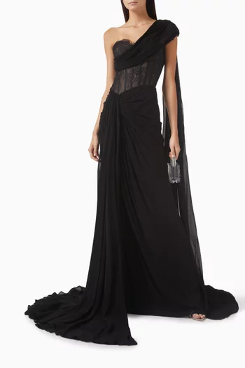 Matias One-shoulder Gown in Chiffon