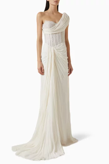 Matias One-shoulder Gown in Chiffon