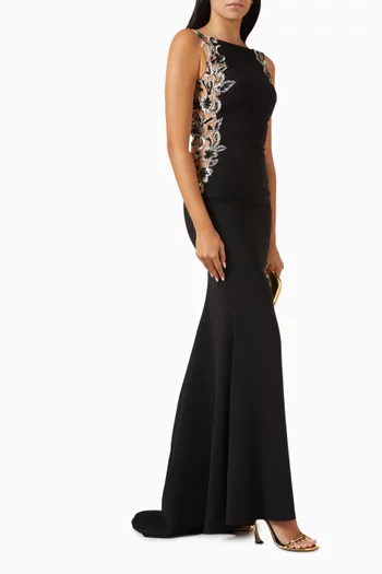 Ramilya Embellished Gown in Crepe