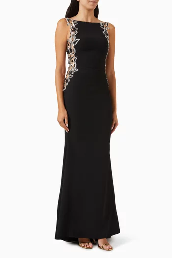Ramilya Embellished Gown in Crepe