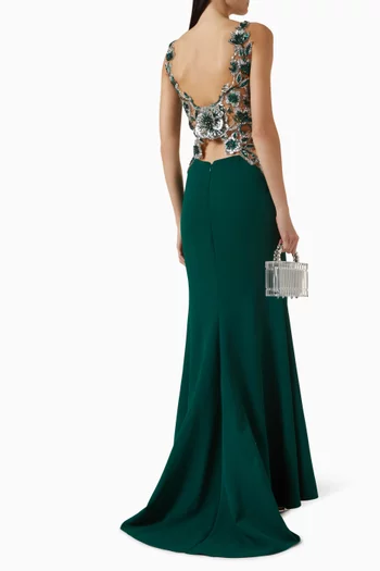 Ramilya Embellished Gown in Crepe