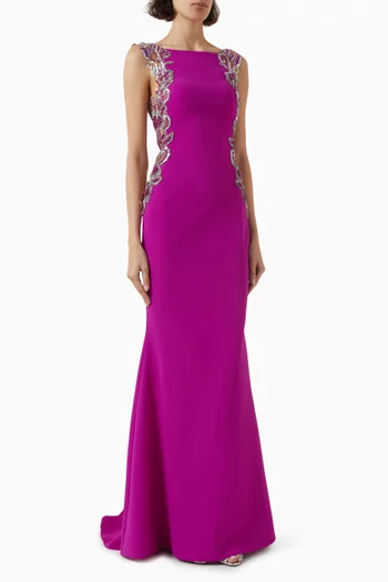 Ramilya Embellished Gown in Crepe