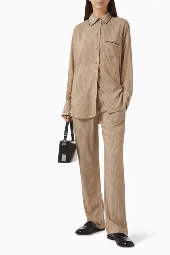 قميص بيجاما بأشرطة زينة ملفوفة مزيج فيسكوز