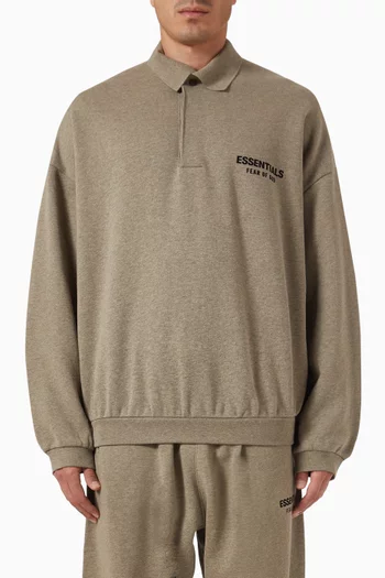 Logo Polo Shirt in Fleece