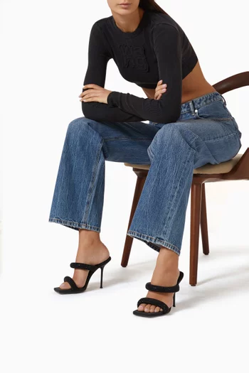 Julie 105 Embellished Tubular Sandals in Denim
