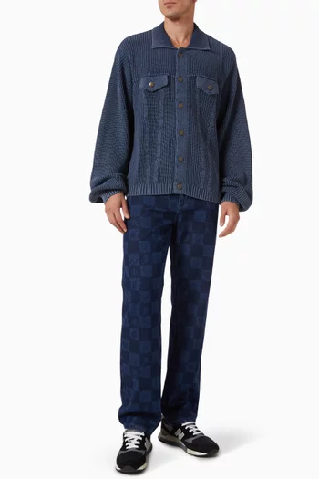 Kibo Check Jeans in Denim Jacquard