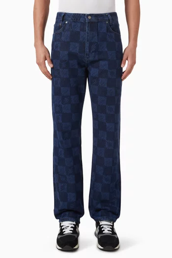 Kibo Check Jeans in Denim Jacquard
