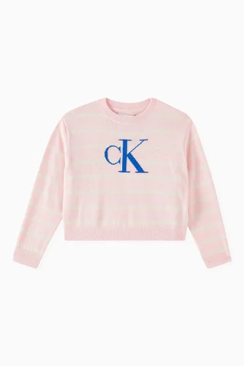 Stripes Logo Sweatshirt in Cotton