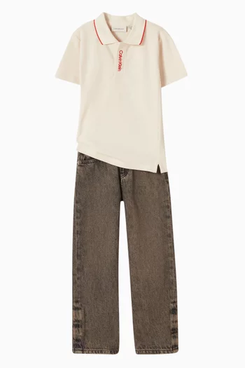 تي شيرت بولو قطن بشعار الماركة