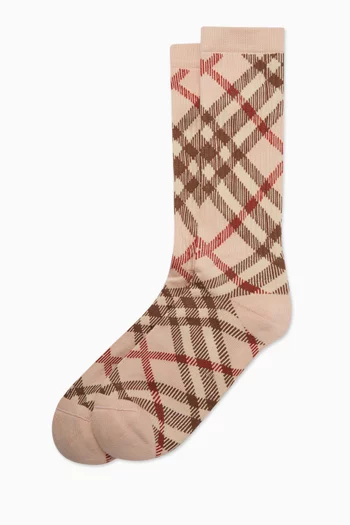 Check Socks in Cotton-blend
