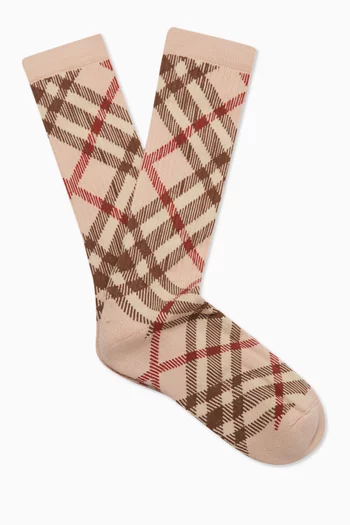 Check Socks in Cotton-blend