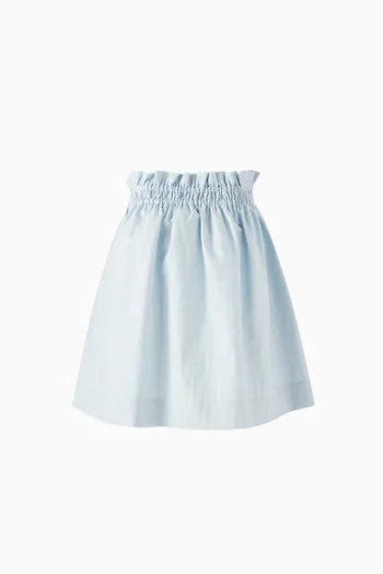 Ruched Waist Flared Skirt in Cotton-poplin