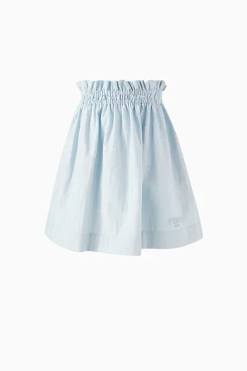 Ruched Waist Flared Skirt in Cotton-poplin