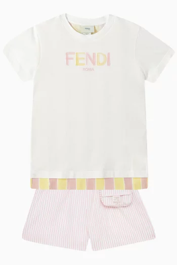 FF Logo Stripe Shorts in Cotton