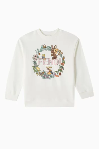 Floral Logo Sweatshirt in Cotton