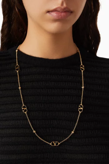 VLOGO Signature Long Necklace in Gold-tone Metal