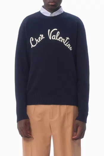 سترة بعبارة Chez Valentino بنسيج صوف