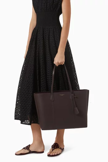 Large Perry Triple-compartment Tote Bag in Leather