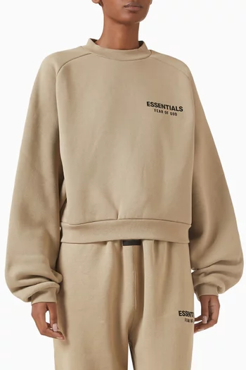 Logo Crop Sweatshirt in Cotton-fleece