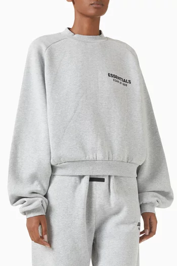 Logo Crop Sweatshirt in Cotton-fleece