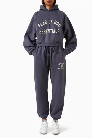 Logo Cropped Hoodie in Core Fleece