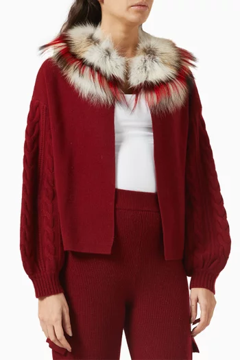 Chinchilla Collar Cardigan in Wool-cashmere