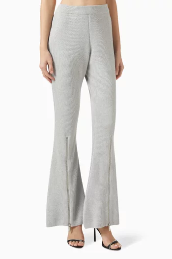 Zip-up Flared Pants in Wool-cashmere