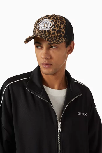 Leopard-print Trucker Hat in Cotton and Mesh