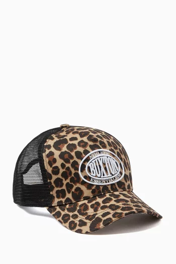 Leopard-print Trucker Hat in Cotton and Mesh