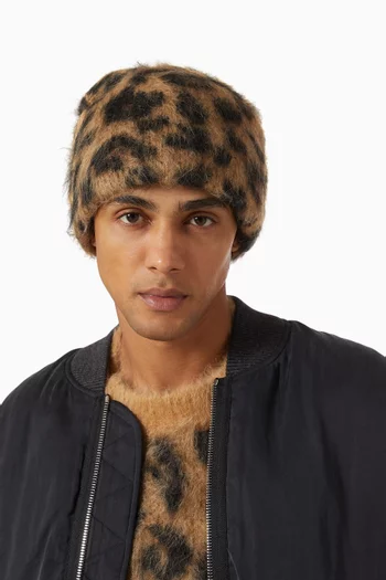 Leopard-print Beanie in Mohair
