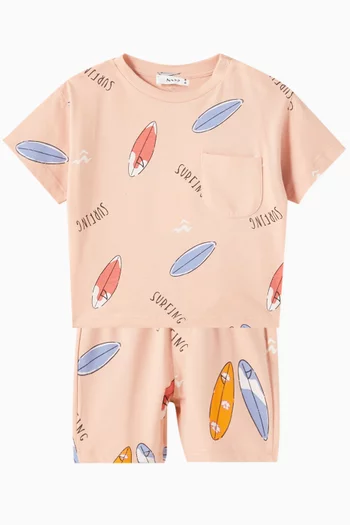 Allover Print T-shirt & Shorts Set