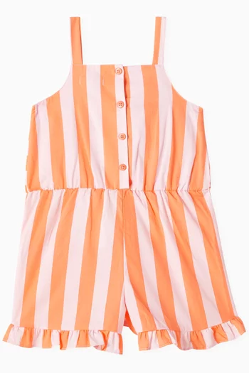 All-over Stripes Print Knot Romper