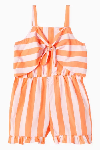 All-over Stripes Print Knot Romper