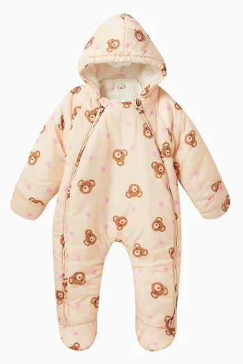 Bear Applique Zip Pyjama Onesie