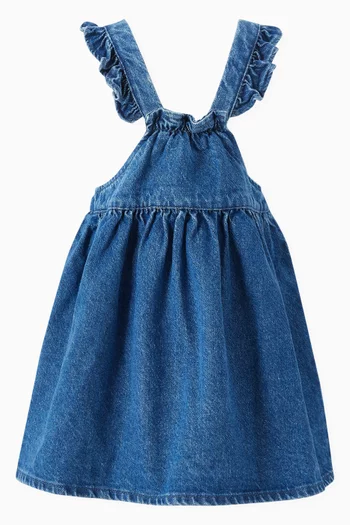 Fruit-appliqué Ruffle Dress in Denim