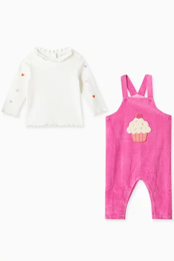Cupcake Dungaree Set in Corduroy
